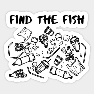 Earth day Find The Fish in the plastic ocean Sticker